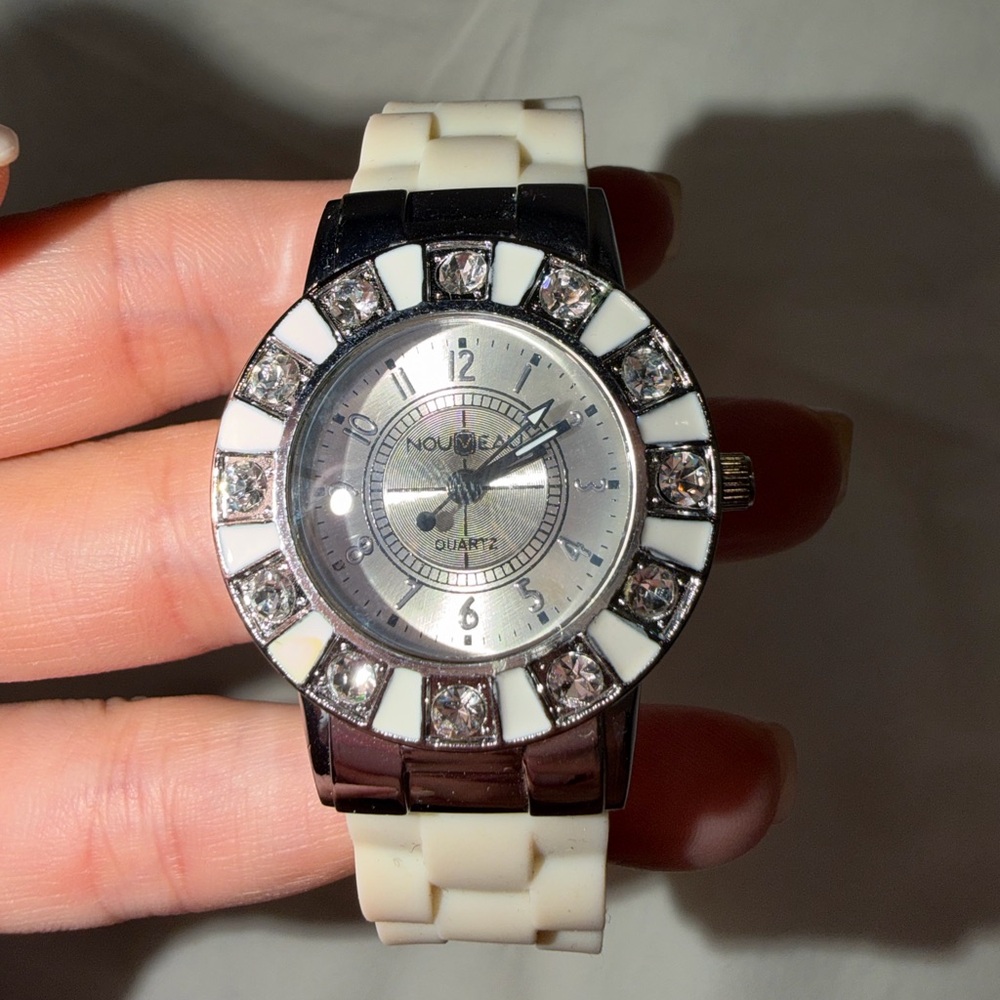 White Rhinestone Watch Chunky Statement Y2K Style Not Running As Is